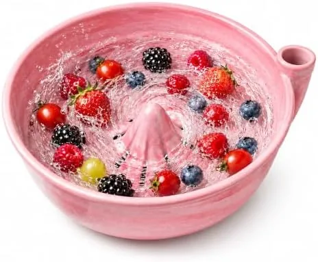 berry washing bowl ceramic colander with angled drain holes 78 inch pink